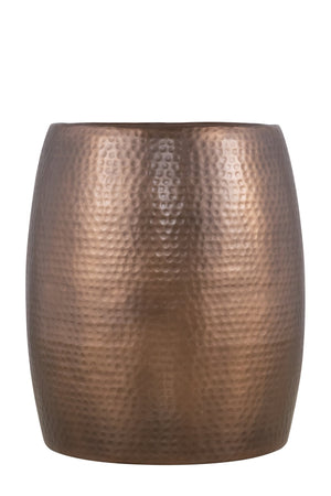 English Elm ET501 Hand-Hammered Drum End Table 21" Height — Textured Aluminum Accent Nightstand with Luxe Finish Copper B009P298420