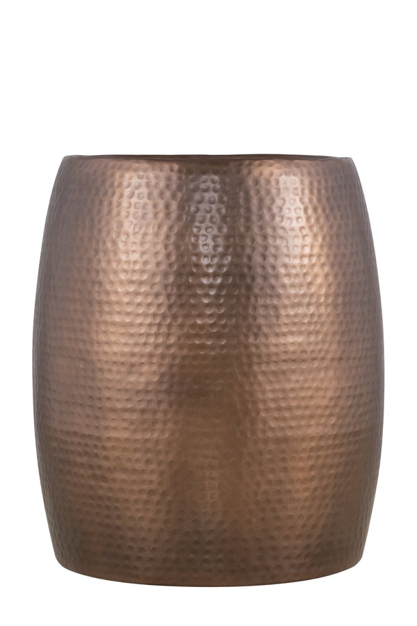 English Elm ET501 Hand-Hammered Drum End Table 21" Height — Textured Aluminum Accent Nightstand with Luxe Finish Copper B009P298420
