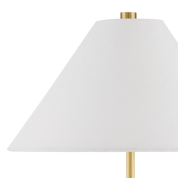 Ippolito Antique Brass Console Lamp with Jute Rope Accent - Elegant Off-White Linen Shade Design