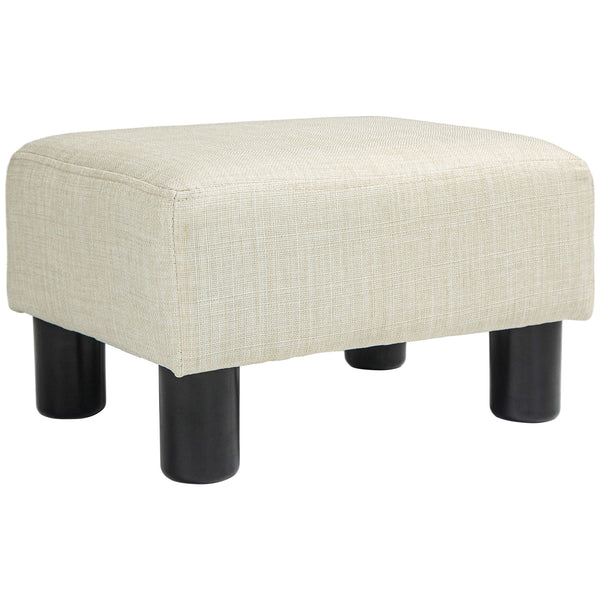 English Elm Homcom Compact Linen Ottoman Foot Rest - Versatile Beige Cube For Small Spaces, Stylish & Functional W2225P217639