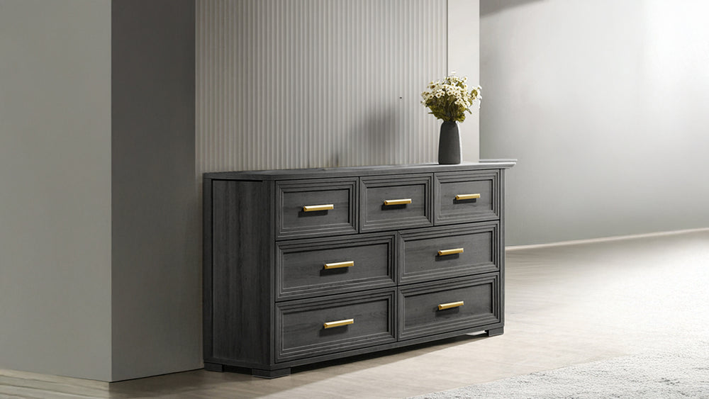 English Elm Colorado Contemporary Wood Dresser with Linear Hardware for a Modern Bedroom B009P466447