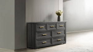 English Elm Colorado King Bedroom Set with Led Upholstered Headboard Wood Frame Four Piece B009S02321