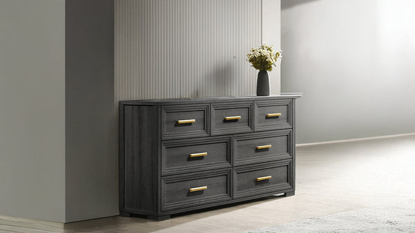English Elm Colorado Queen Bedroom Set with Led Upholstered Headboard Wood Frame 5 Piece B009S02322