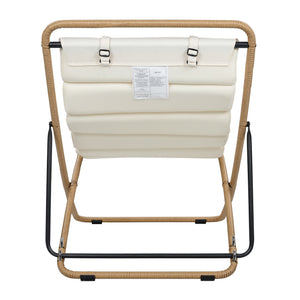 English Elm Trexm Rattan Wrapped Folding Outdoor Lounge Chair Set with Cushion and Adjustable Recline Yellow N715P428435V