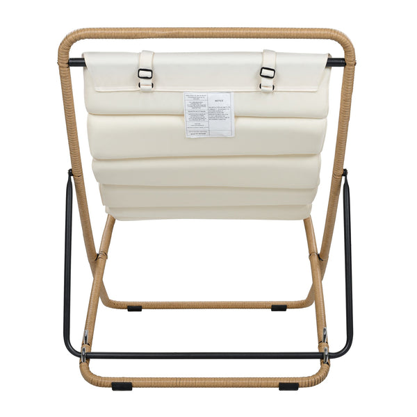 English Elm Trexm Rattan Wrapped Folding Outdoor Lounge Chair Set with Cushion and Adjustable Recline Yellow N715P428435V