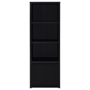 English Elm Sloat Slim Black 3-Shelf Media Tower with Cabinet — Vertical Entertainment Pier for Organized Living B062P375569