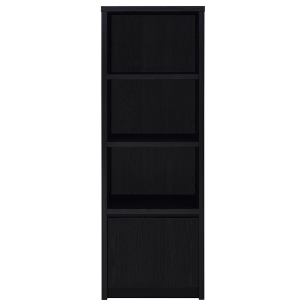English Elm Sloat Slim Black 3-Shelf Media Tower with Cabinet — Vertical Entertainment Pier for Organized Living B062P375569