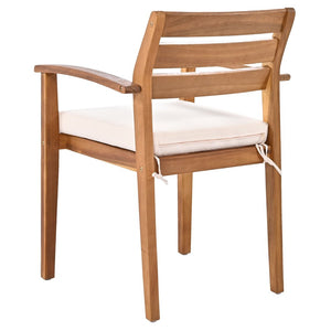 English Elm GO Outdoor 7-Piece Acacia Wood Dining Set for 7-8 — Removable Cushions, Ergonomic Chairs & Bench, Stable FG201230AAA