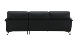 English Elm Eilene Black Top Grain Leather Sofa with Oversized Plush Cushions, Feather-Down Comfort, Durable Legs B2726S00097