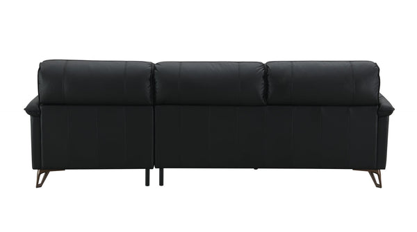 English Elm Eilene Black Top Grain Leather Sofa with Oversized Plush Cushions, Feather-Down Comfort, Durable Legs B2726S00097