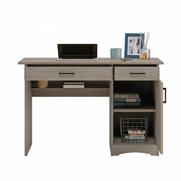 English Elm Computer Desk with Flip-Down Keyboard, Smooth-Glide Drawer, Cable Management & CPU Compartment for Home Office Brown B356P354437