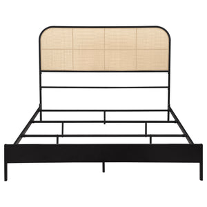 English Elm Kenneth Queen Bed Woven Rattan Headboard Steel Frame Coastal Boho Bedroom Accent B062P440084
