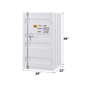 English Elm Cargo Industrial White Finish Chest with 5 Compartments, 4 Adjustable Shelves & Full-Length Lock, Metal Storage Robustly Built B2726P256349