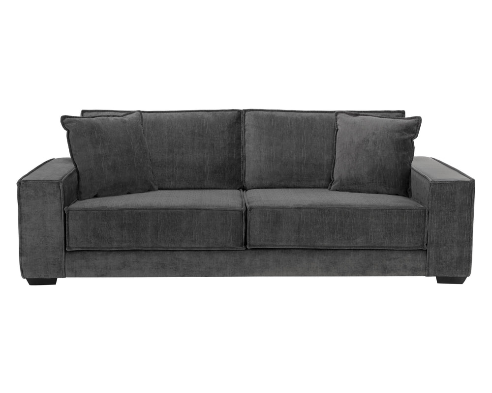 Sunpan Calista Modern Sofa with Clean-Cut Silhouette, Espresso Rubberwood Legs, and Plush Cushions Included Navarro Pewter