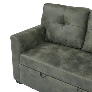English Elm Sleeper Sectional Sofa with Pull Out Bed Storage Chaise Tufted Olive Fabric W5568S00036