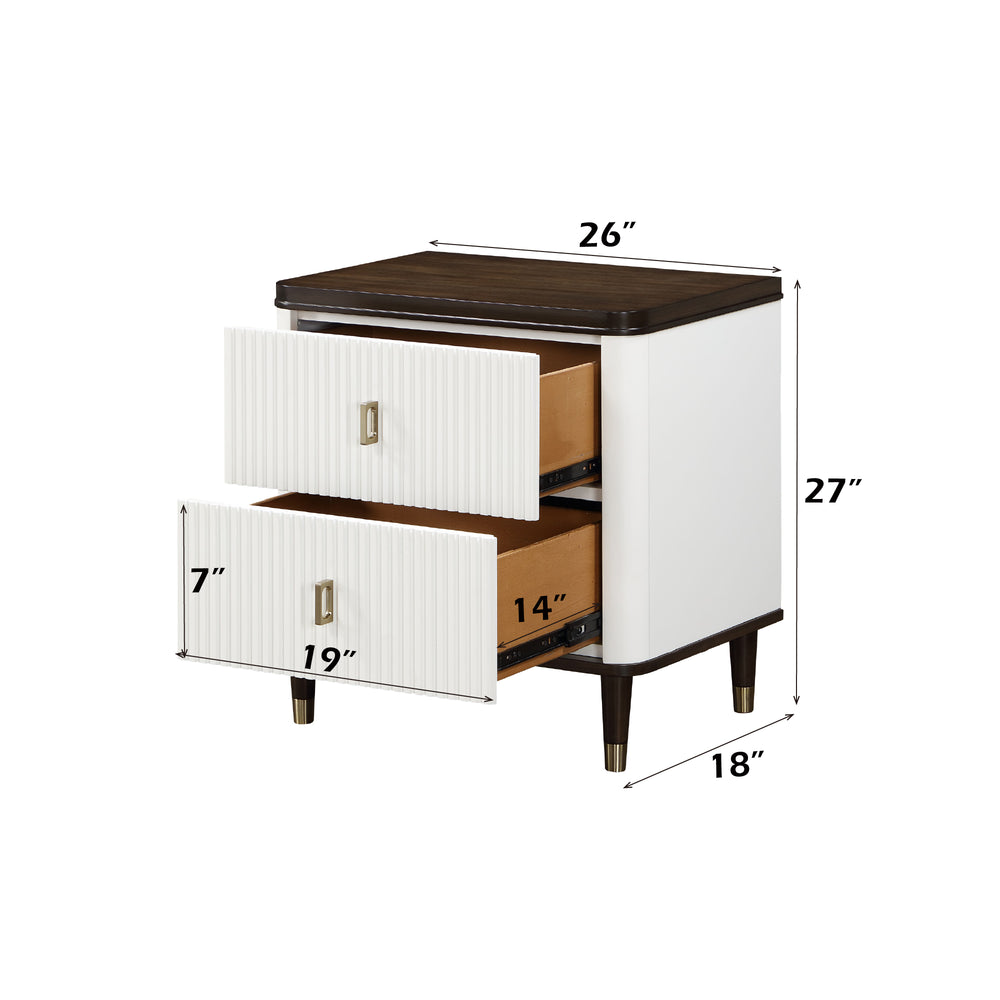 English Elm Carena Two-tone Walnut Veneer Nightstand with Usb Charging for Modern Bedrooms B2756P493473