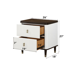 English Elm Carena Two-tone Walnut Veneer Nightstand with Usb Charging for Modern Bedrooms B2756P493473