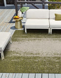 Unique Loom Outdoor Modern Ombre Machine Made Abstract Rug Green, Ivory 10' 8" x 10' 8"