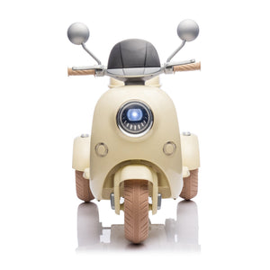 English Elm 12v Dual Motor Two Seater Kids Electric Ride on Motorcycle with Bluetooth Led and Trunk Beige W1578P268011