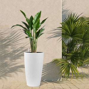 English Elm Set of 2 Faux Rattan Tall Outdoor Planters with Auto Watering and Level Monitor W3213P311467