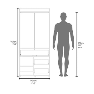English Elm Alpine tall armoire with double doors, hanging rod and shelves for compact bedrooms and closets Black 46.46 L x 24.8 W x 5.51 H B070S00378