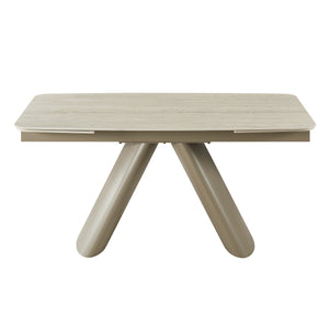 English Elm Retractable Sintered Stone Extendable Dining Table Seats Eight with Steel Base W5630S00002