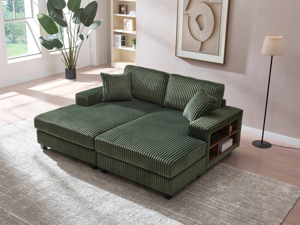 English Elm Convertible Corduroy Sleeper Chair - Plush Oversized Double Chaise Lounge With Smart Storage Solution W1793S00032