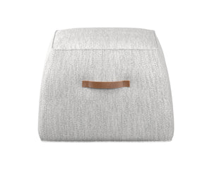 Sunpan Aspen Ottoman - Stylish Faux Leather Cube with Decorative Handle for Modern Spaces, 21" Square Merino Cotton
