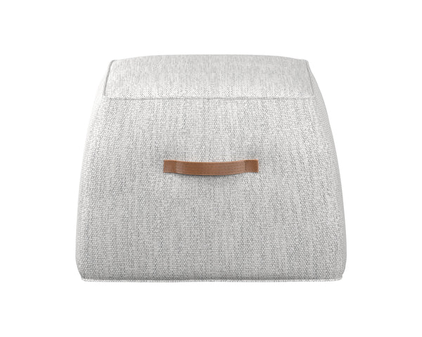 Sunpan Aspen Ottoman - Stylish Faux Leather Cube with Decorative Handle for Modern Spaces, 21" Square Merino Cotton