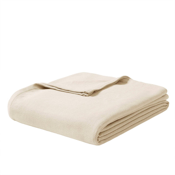 English Elm 1-piece King Jacquard Cotton Blend Blanket Aztec Woven Soft Breathable Bedroom Layer Ivory B035P437471