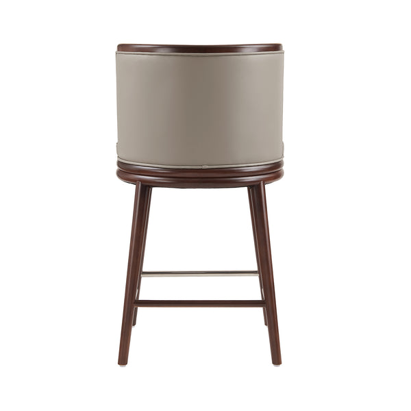 English Elm Evalyn Taupe Leatherette Counter Stool with Beech Legs, Upholstered Foam Seat, Walnut Frame, Footrest, Commercial Grade - Fully Assembled B365P398033