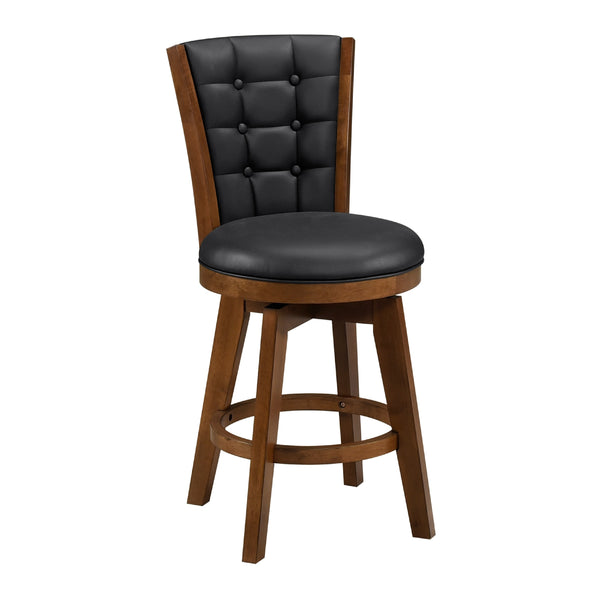 English Elm Core Swivel Counterstools Set of 2 Tufted Faux Leather Wood Frame Kitchen Seating B056P417048