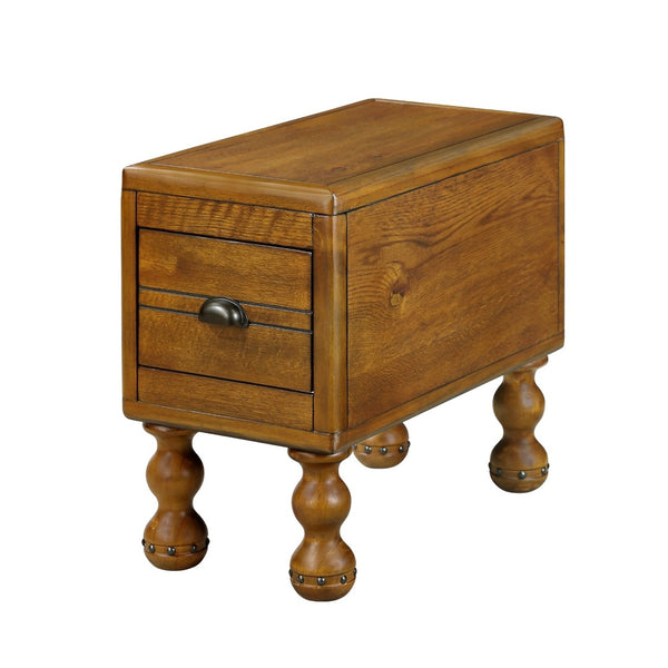 English Elm Solid Wood End Table - Vintage-Style Narrow Nightstand With Drawer For Small Spaces, Easy Assembly! W1202P176736-GIGA