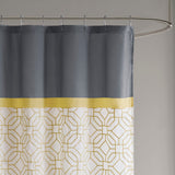 510 Design Donnell Transitional Embroidered and Pieced Shower Curtain 5DS70-0096 Yellow/Grey