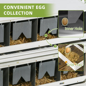 English Elm Chicken Nesting Box 8 Compartment Fir Wood Dual Layer Coop with Egg Roll Tray T3971P407832