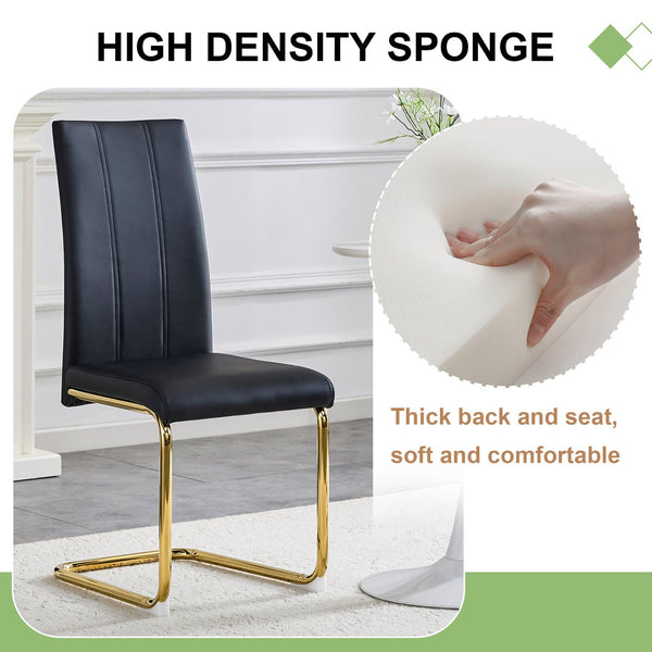 English Elm 4-pack Pu High-back Dining Chairs with Powder-coated Metal Legs for Modern Kitchens W3875P372874