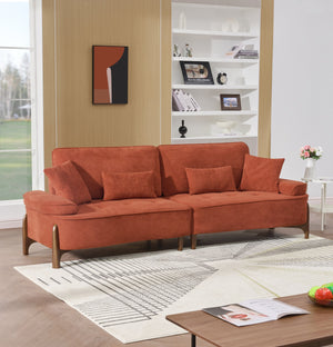 English Elm 103 Luxurious Cloud Velvet Sofa with High-Elastic Sponge Cushion, Deep-Seated Comfort for Living Spaces Brick red W2290S00010