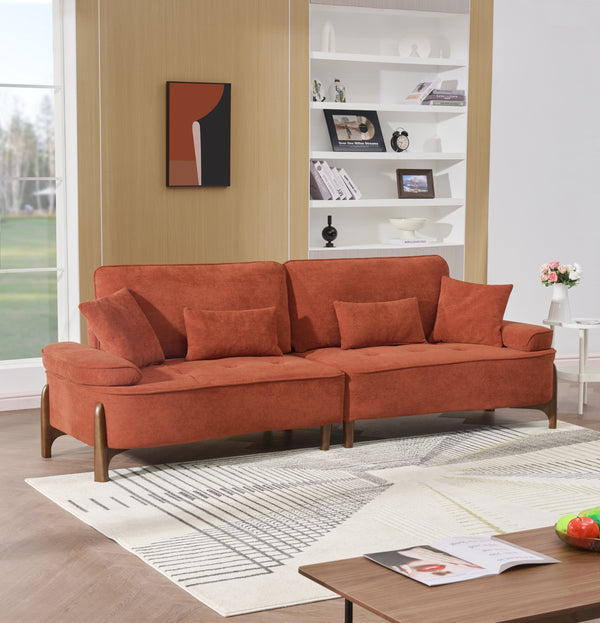 English Elm 103 Luxurious Cloud Velvet Sofa with High-Elastic Sponge Cushion, Deep-Seated Comfort for Living Spaces Brick red W2290S00010