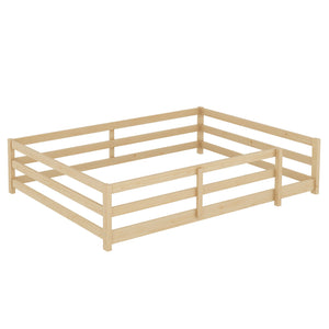 English Elm Full Full Size Montessori Floor Bed in Natural Pine for Kids — Low-Profile, Sturdy, Easy Assembly, Safe Design Oak W1820P331920