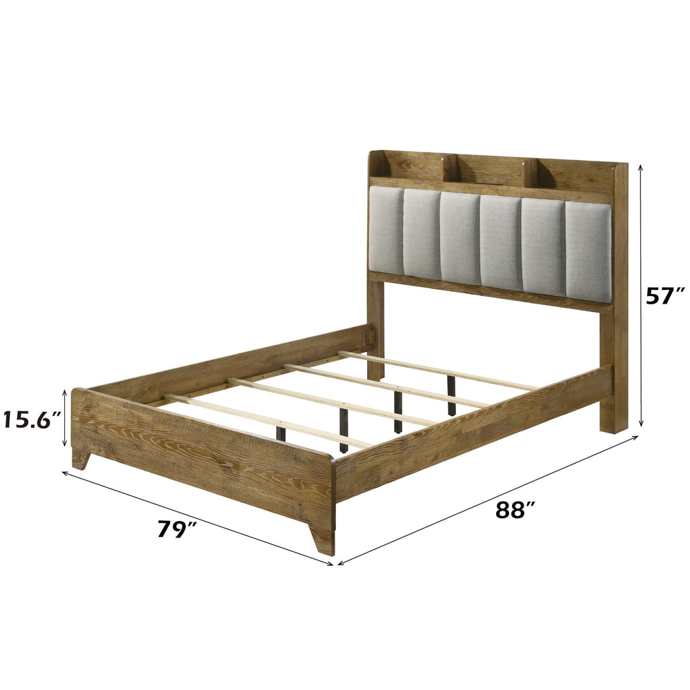 English Elm Garcia Upholstered Eastern King Bed Solid Rubberwood Frame with Built-in Usb Charging B2756S00024