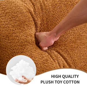 English Elm LY-024OR Plush 4-Seater Compression Sofa in Orange Crochet Yarn Fabric with 4 Pillows, Deep Seat Comfort W2231S00016