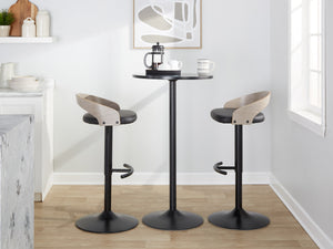 English Elm Adjustable Swivel Barstools with Faux Leather Seats and Black Metal Base Set of 3 B202S02022