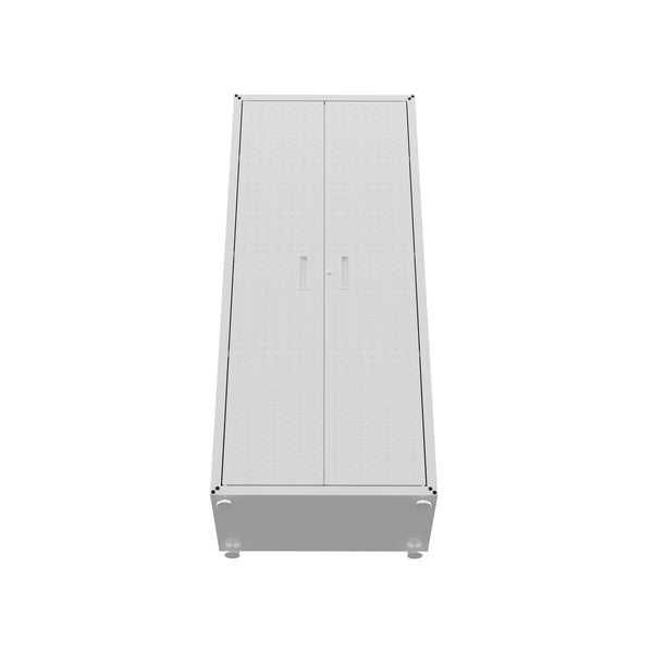 English Elm Rolling Metal Garage Cabinet with Locking Doors Diamond Texture Industrial Storage White B365P398228
