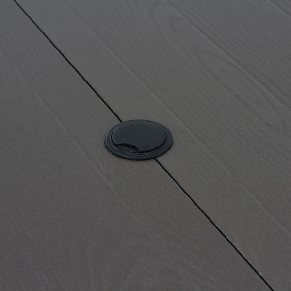 English Elm "vintage Wood Grain Square Iron Patio Dining Table with Umbrella Hole for Outdoor Decks Black W3979P394134