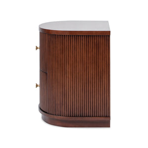 English Elm Jennifer Taylor Home - Valentine Half-Moon 24" 2-Drawer Side Table in Dark Walnut Beech Wood with Fluted Detail & Gold Pulls B2719P280173