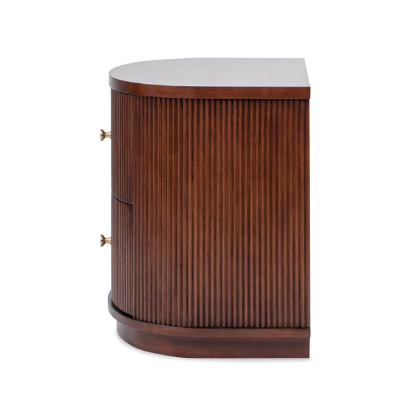 English Elm Jennifer Taylor Home - Valentine Half-Moon 24" 2-Drawer Side Table in Dark Walnut Beech Wood with Fluted Detail & Gold Pulls B2719P280173