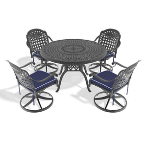 English Elm 5-Piece All-Weather Cast Aluminum Dining Set With 4 Swivel Chairs & Round Table For Outdoor Fun P1 W1710S00343-GIGA