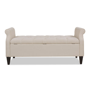 English Elm Jacqueline Tufted Roll Arm Storage Bench Birch Frame Polyester Entryway Seating B2719P238458