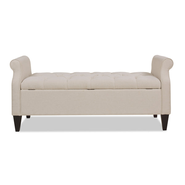 English Elm Jacqueline Tufted Roll Arm Storage Bench Birch Frame Polyester Entryway Seating B2719P238458