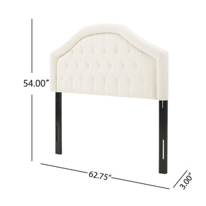 English Elm Tufted Queen Headboard with Nailhead Trim Solid Wood Frame Adjustable Iron Legs Ivory 57875.00IVY
